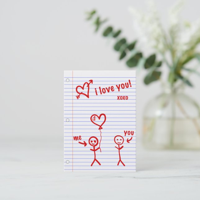 i love you notebook random love notes business card (Standing Front)