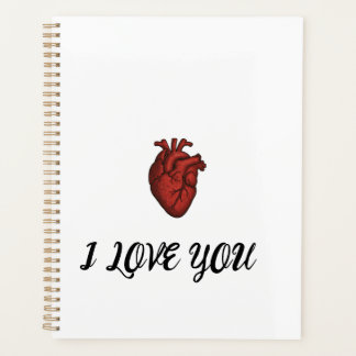 I LOVE YOU" Notebook with Anatomical Heart Artwork