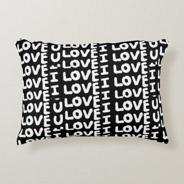I love you on black background accent pillow (Front)