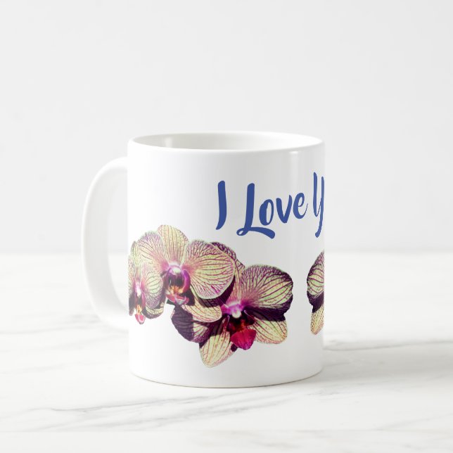 I Love You Orchid Flower  Coffee Mug (Front Left)