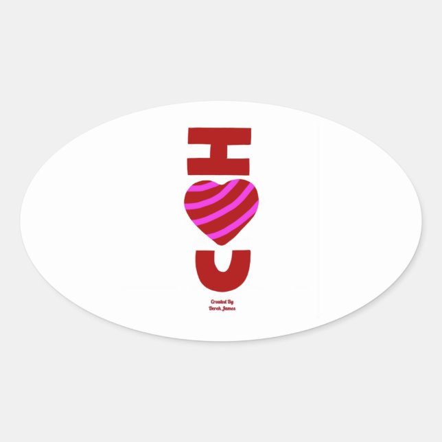 I Love You Oval Sticker (Front)