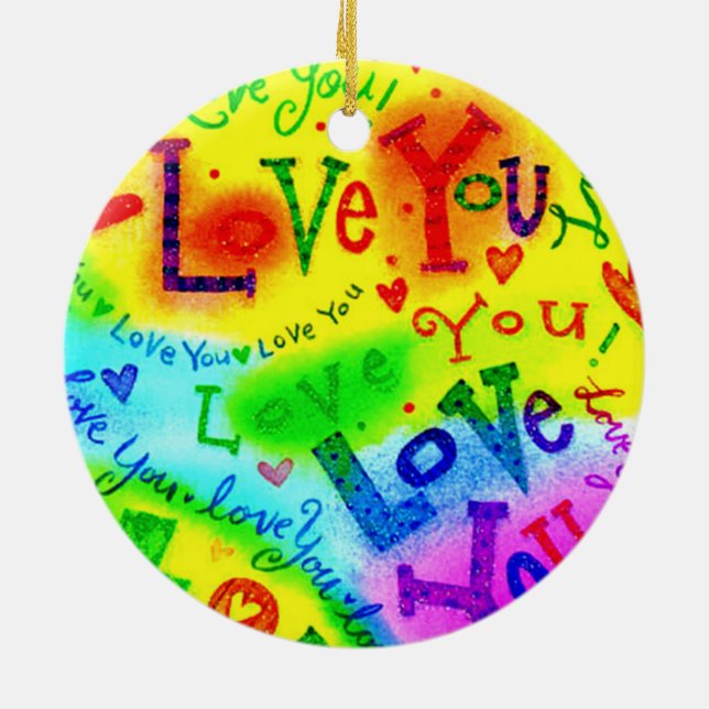 I LOVE YOU Painting Ceramic Ornament (Back)