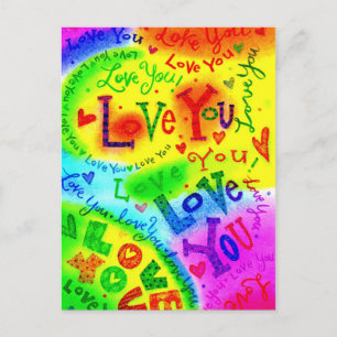 I LOVE YOU Painting Postcard