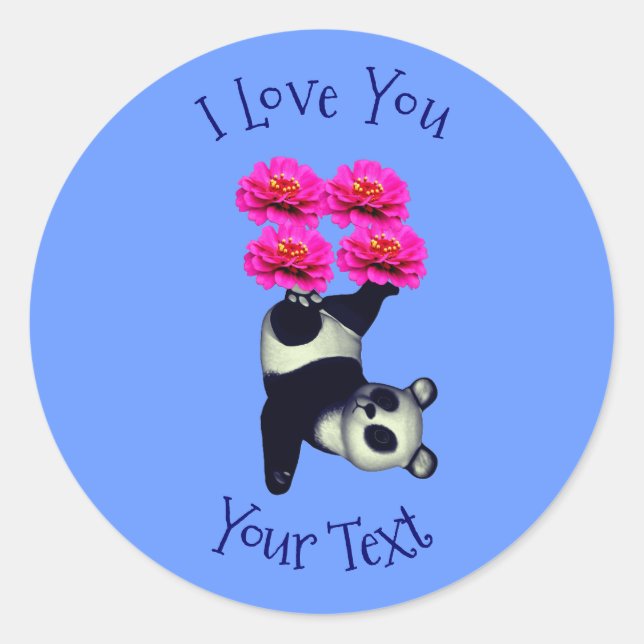 I Love You Panda Bear Juggling Flowers Classic Round Sticker (Front)