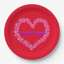 I Love You Paper Plates 9"