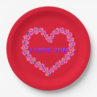 I Love You Paper Plates 9"