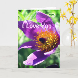 I Love You Pasque Flower Personalized Card
