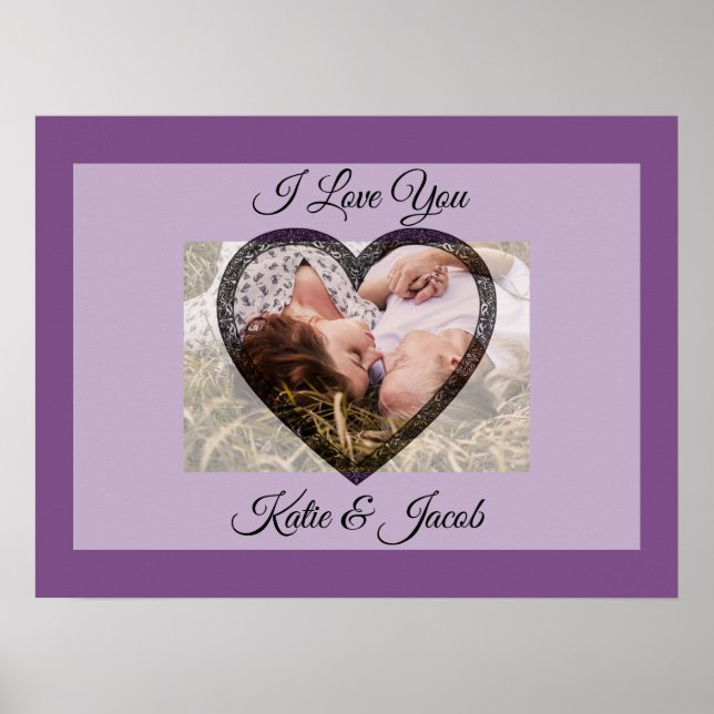 I Love You personalized Photo Purple Poster (Front)