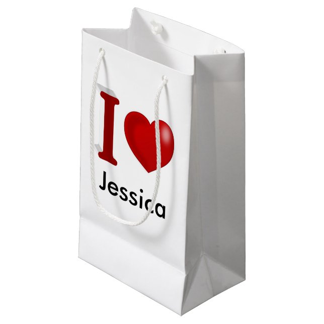 I Love You Personalized Valentines Day  Small Gift Bag (Front Angled)