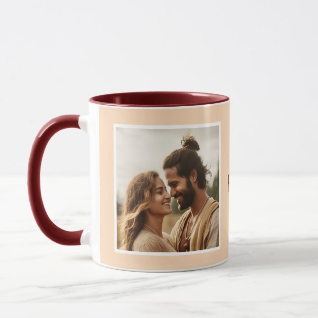 I Love You Photos Modern Peach C33 & White Mug (Left)