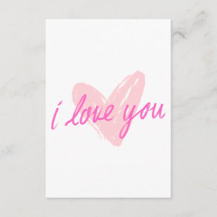 I Love You" Pink Heart Design Enclosure Card