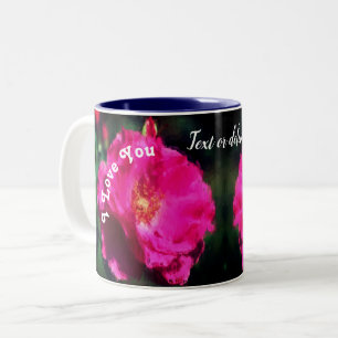 I Love You Pink Rose Art Personalized Two-Tone Coffee Mug