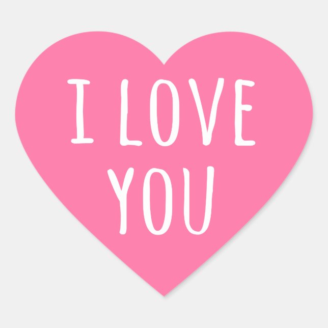 I love you pink Valentine's day heart Heart Sticker (Front)