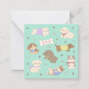 I Love You Puppies Illustration Card
