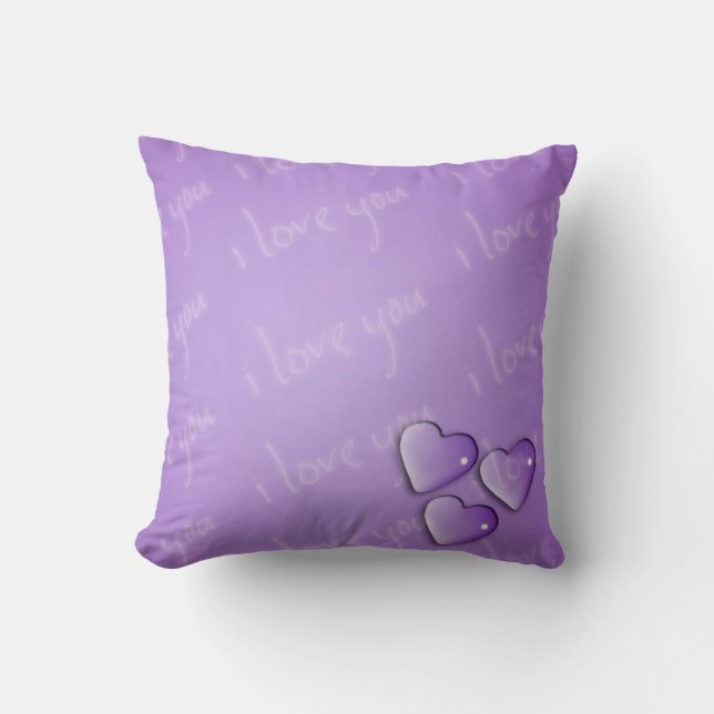 I Love You Purple Throw Pillow (Front)