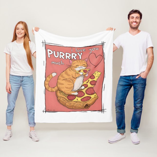 I Love You Purrry Much Funny Cat Lover Gift  Fleece Blanket (In Situ)