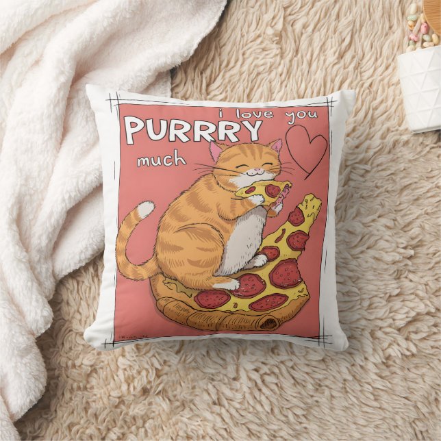 I Love You Purrry Much Funny Cat Lover Gift  Throw Pillow (Blanket)