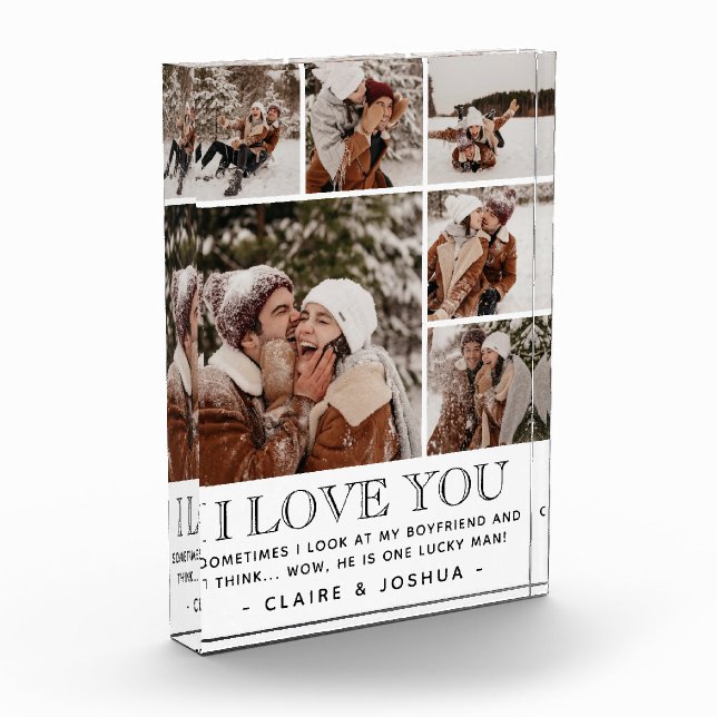 "I LOVE YOU" & Quote Modern 6 Photo Collage (Left)