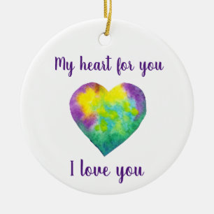 I love you rainbow heart Valentine's Day Ceramic Ornament