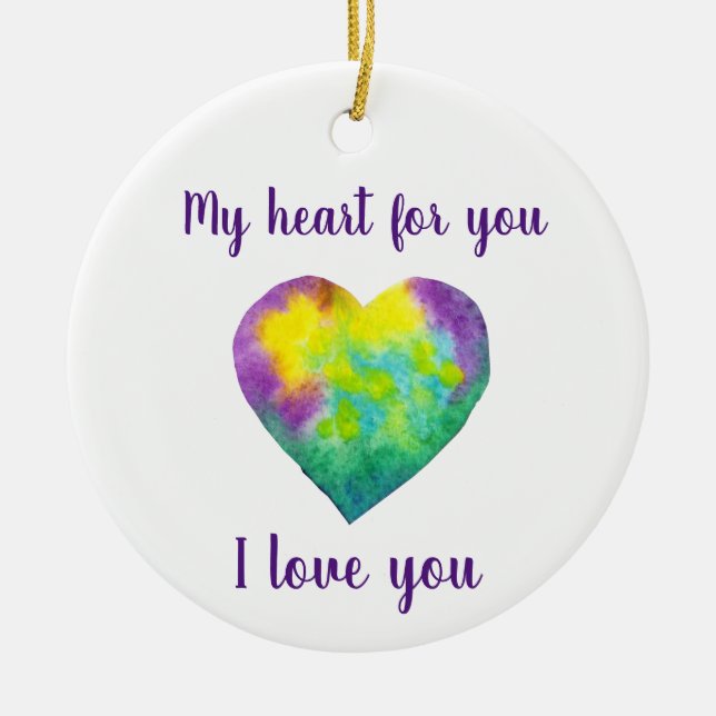  I love you rainbow  heart  Valentine's Day  Ceramic Ornament (Front)