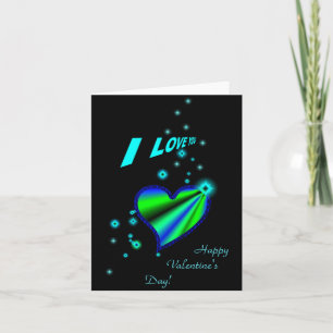 I Love You , Rainbow Heart with Stars Holiday Card