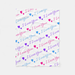 I Love You Rainbow Valentine's Day Heart Fleece Blanket