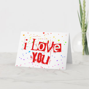 I LOVE YOU. raining rainbow hearts. Holiday Card