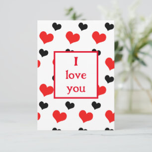 I love you red and black hearts card