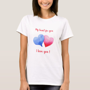 I love you red and blue heart Valentine's Day T-Shirt