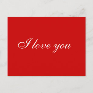 I love you red and white postcard