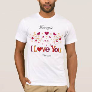 I LOVE YOU Red Heart Gold Ribbon Vintage Valentine T-Shirt