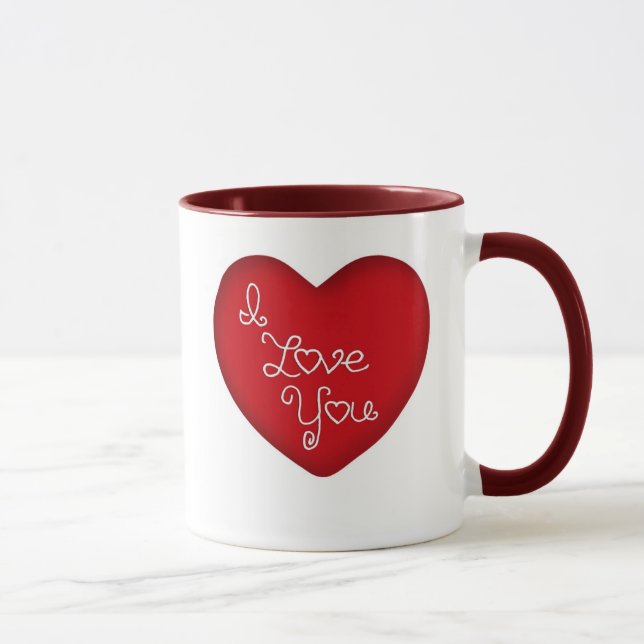 I Love You Red Heart Ringer Coffee Mug 15 oz (Right)