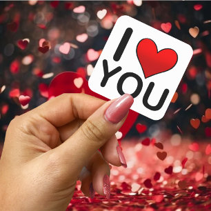 I love you red heart symbol square sticker