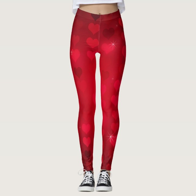 I Love You Red Heart Valentine's Day Leggings (Front)
