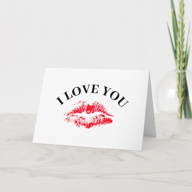 I Love You Red Kiss Boyfriend Valentines Day Card (Front)
