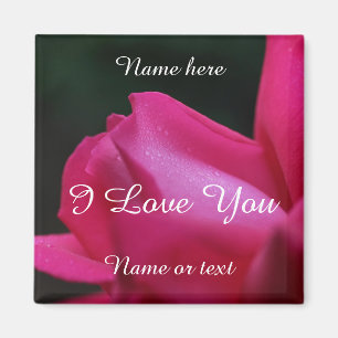 I Love You Red Rosebud Flower Personalized Magnet