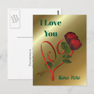 I Love You Red Roses Heart Personalized Postcard