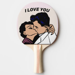 I LOVE YOU, RETRO COUPLE PING PONG PADDLE