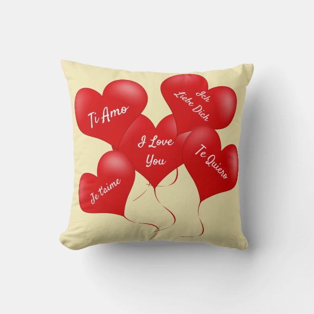 “I Love You” Romantic Pink Pillow  (Front)