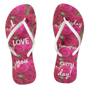 I Love You Romantic Roses Flip Flops