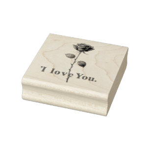 I Love You Rose Romantic Design Rubber Stamp
