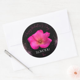 I Love You - Rose -Valentines Personalized Trendy  Classic Round Sticker