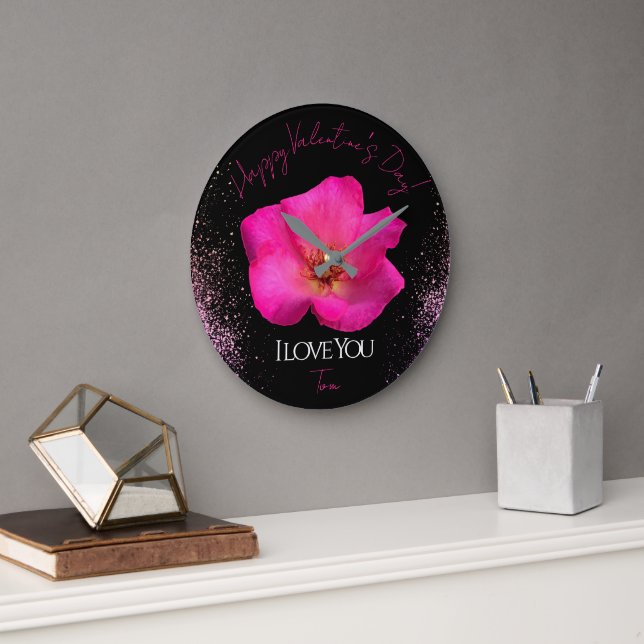 I Love You - Rose -Valentines Personalized Trendy  Large Clock (Office)