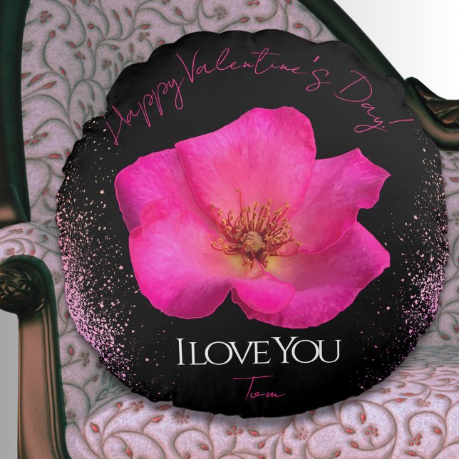 I Love You - Rose -Valentines Personalized Trendy  Round Pillow (Creator Uploaded)