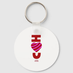 I Love You Round Button Keychain