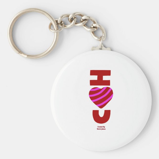 I Love You Round Button Keychain (Front)