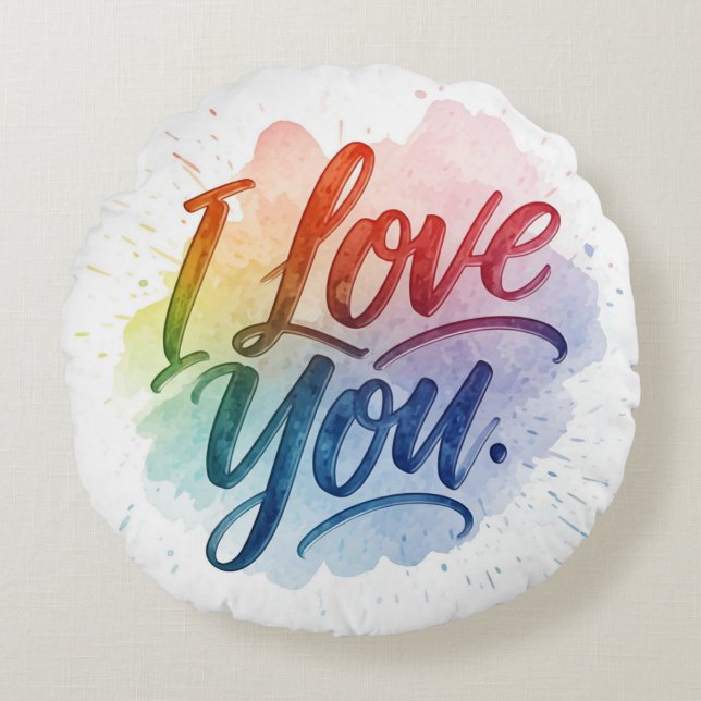 I Love You  Round Pillow (Front)