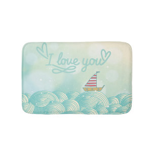 I Love You Sailboat Bath Mat