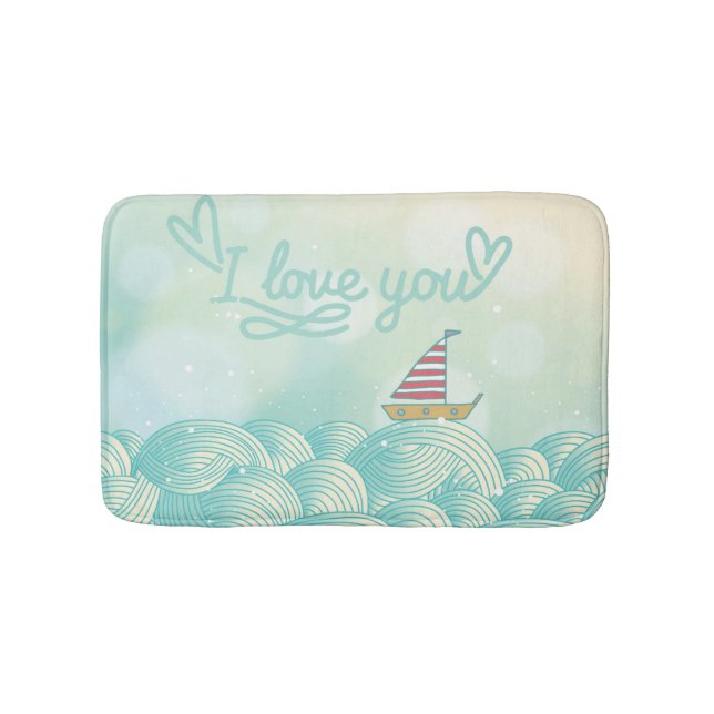 I Love You Sailboat Bath Mat (Front)
