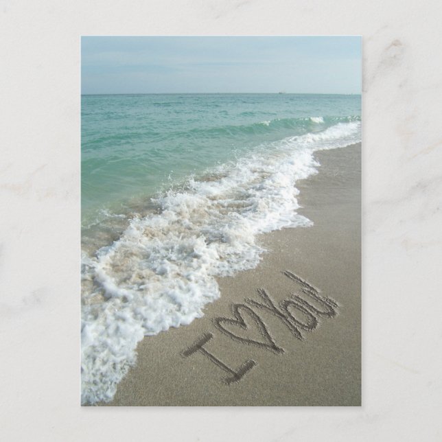 I Love You, Sand Writing on the Beach Post card (Front)